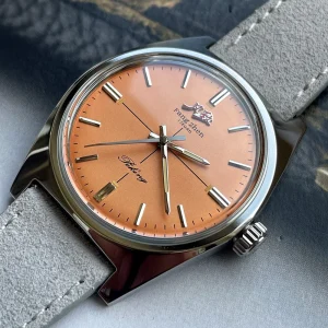 Merkur Watch Salmon Dial Watch Metal Vintage Classic Crosshair Watches Handwind Mechanical Watch for Men Relogio Masculino 36mm
