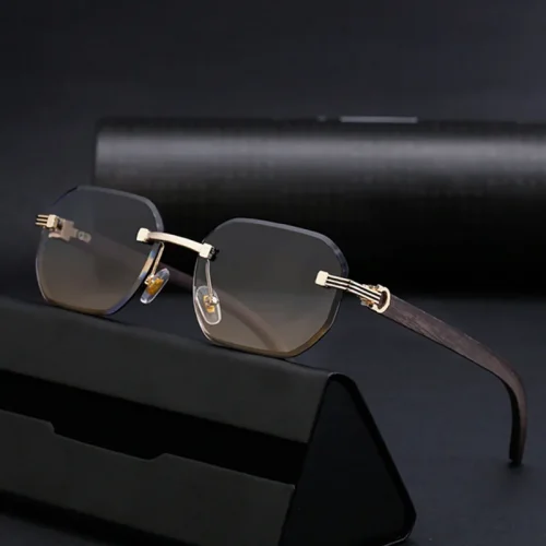 Vintage Square Rimless Sunglasses Men 2025 Luxury Brand Trendy Frameless Punk UV400 Eyewear Anti Blue Light Prescription Glasses