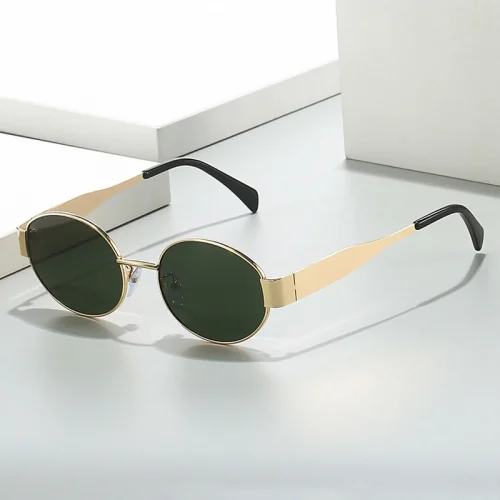 Luxury Small Oval Sunglasses Men Women Brand Design Metal Round Sun Glasses Classic Reto Casual Driving Shades