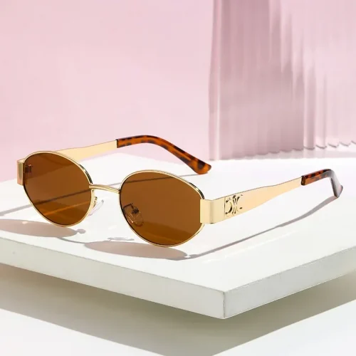 Luxury Metal Sunglasses for Men and Women Unisex Designer Fashion Sun Glasses Oval Unisex Stylish Eyewear Shades UV400