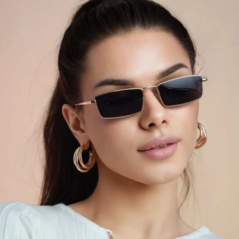 Fashion Small Frame Square Metal Sunglasses Women INS Luxury Street Photography Eyeglasses Sunshade Retro Unisex Sun Glasses - Image 2